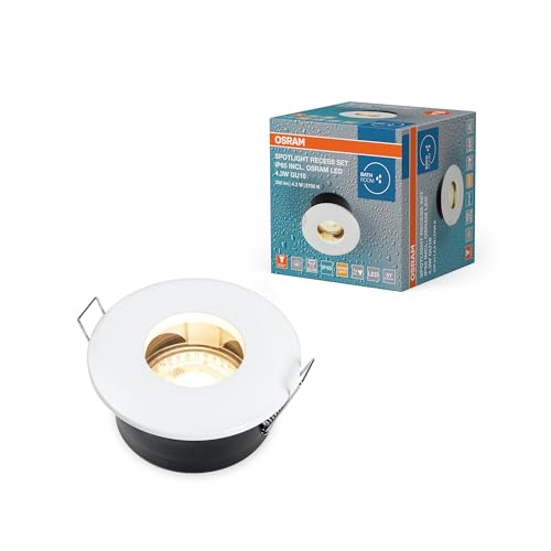 OSRAM Deckeneinbauleuchte inkl GU10 LED 4.3W, Einbauleuchte in Weiß, IP65-Schutz, für Badezimmer & Innenräume, vollständiges Montage- und Anschlusszubehör enthalten OSRAM Deckeneinbauleuchte inkl GU10 LED 4.3W, Einbauleuchte in Weiß, IP65-Schutz, für Badezimmer & Innenräume, vollständiges Montage- und Anschlusszubehör enthalten von Osram