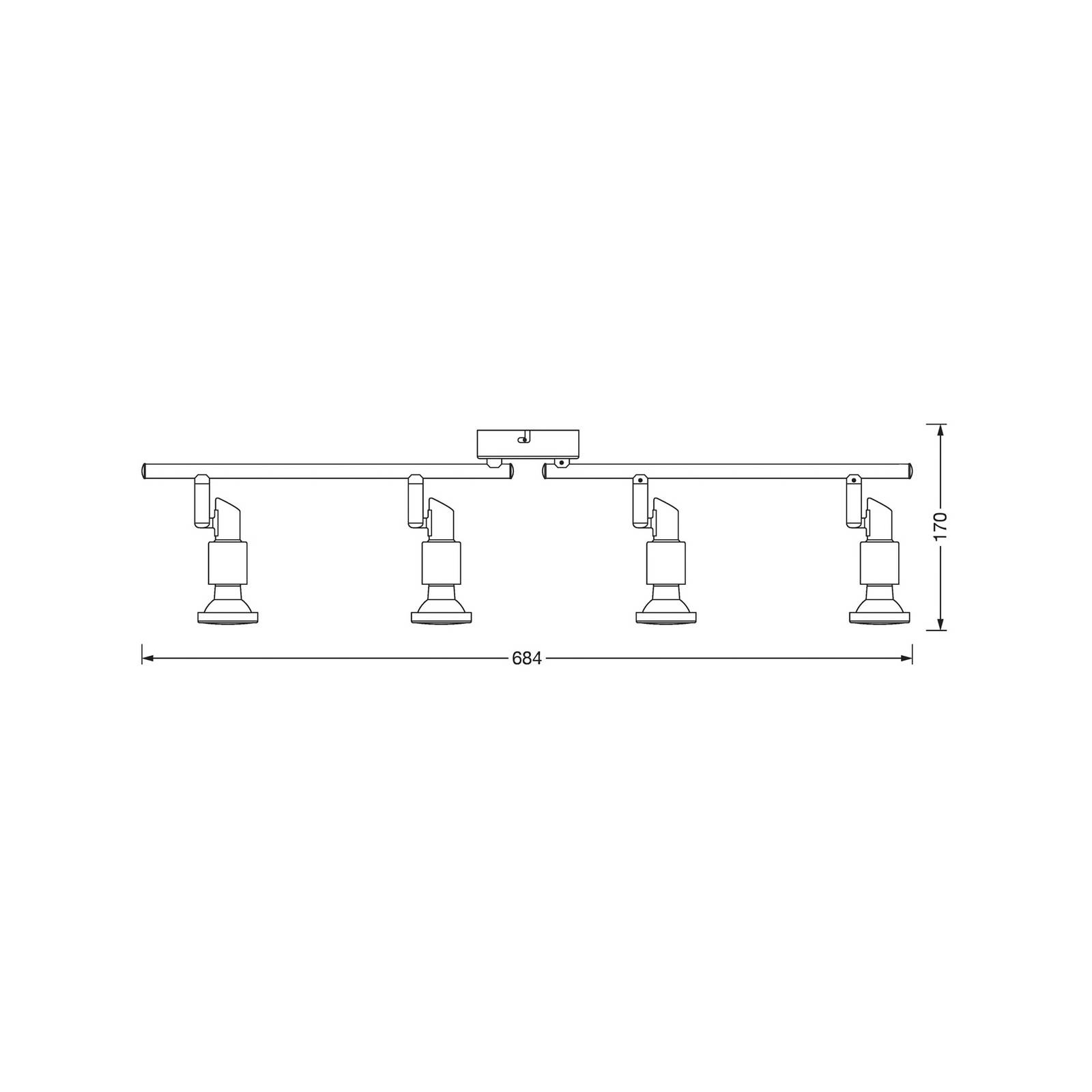 OSRAM Deckenstrahler, silber, Metall 4-flg. GU10-LED 2.700 K OSRAM Deckenstrahler, silber, Metall 4-flg. GU10-LED 2.700 K von Osram