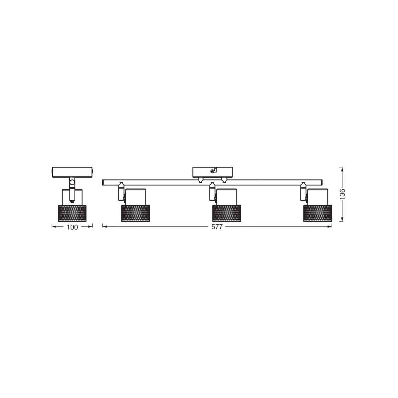OSRAM Deckenstrahler CORK, schwarz, 3 Spots GU10-LED 927 dim von Osram