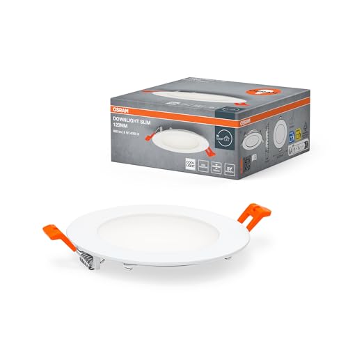 OSRAM Downlight Slim 120mm, LED Einbauleuchte, 8W, 4000K neutralweiß, 550 Lumen, flaches Design, IP20, einfache Montage für Wohnräume und Küchen OSRAM Downlight Slim 120mm, LED Einbauleuchte, 8W, 4000K neutralweiß, 550 Lumen, flaches Design, IP20, einfache Montage für Wohnräume und Küchen von Osram
