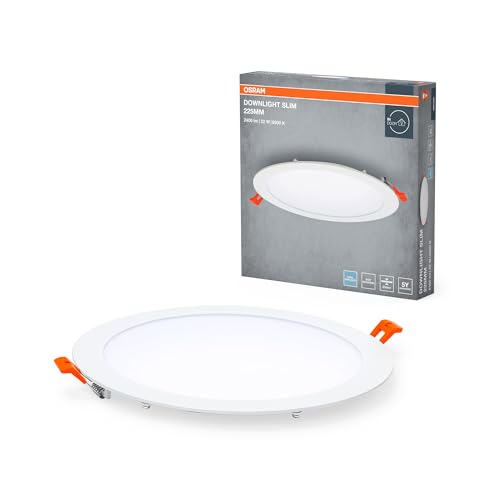 OSRAM Downlight Slim 225mm, LED Einbauleuchte, 22W, 6500K kaltweiß, 2000 Lumen, flaches Design, IP20, einfache Montage für Wohnräume und Küchen OSRAM Downlight Slim 225mm, LED Einbauleuchte, 22W, 6500K kaltweiß, 2000 Lumen, flaches Design, IP20, einfache Montage für Wohnräume und Küchen von Osram