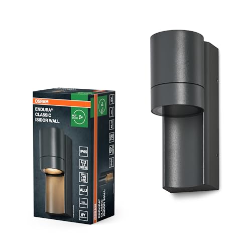 OSRAM ENDURA CLASSIC ISIDOR W Außenleuchte, Wandleuchte, GU10-Fassung, dunkelgrau, Aluminium, schnelle & einfache Installation, mattierter Diffusor, IP65 Schutzklasse, Anwendung im Außenbereich von Osram