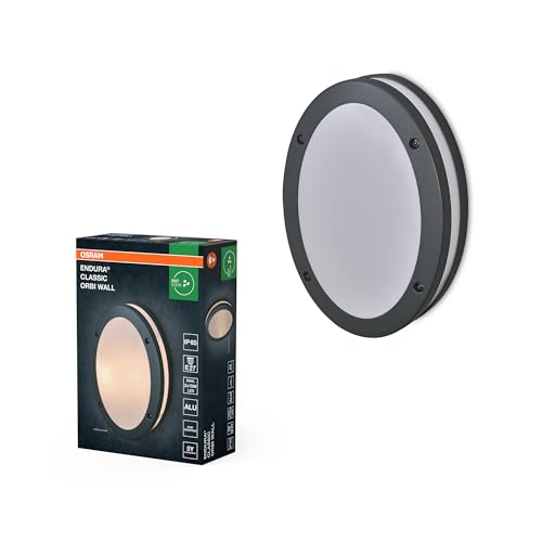 OSRAM ENDURA CLASSIC ORBI W Außenleuchte, Wandleuchte, E27-Fassung, dunkelgrau, Aluminium, schnelle & einfache Installation, mattierter Diffusor, IP65 Schutzklasse, Anwendung im Außenbereich von Osram