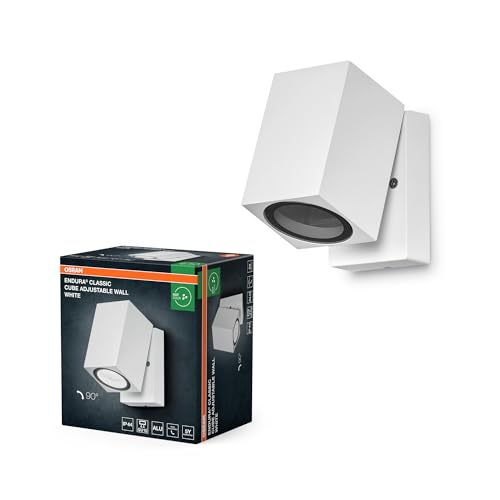 OSRAM ENDURA Classic Cube ADJ WALL Außen-Wandleuchte, weiß, GU10-Sockel (max 35W), kann mit einfacher oder smarter Lampe bestückt werden, ausrichtbarer Leuchtenkopf, Schutzklasse IP44 von Osram