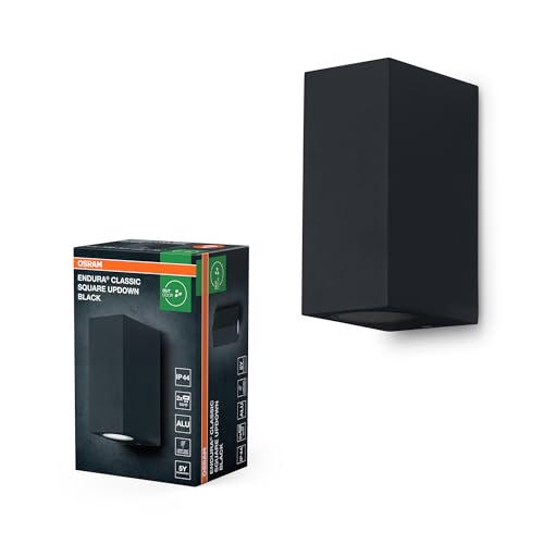 OSRAM ENDURA Classic Square Updown Außen-Wandleuchte, schwarz, GU10-Sockel (max 35W), kann mit einfacher oder smarter Lampe bestückt werden, Down oder Up/Down Leuchtenvariante, Schutzklasse IP44 von Osram