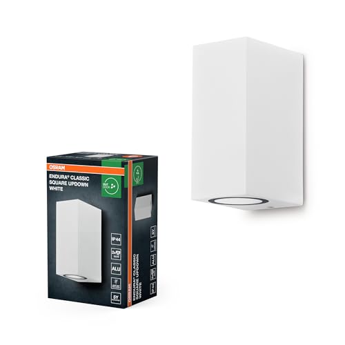 OSRAM ENDURA Classic Square Updown Außen-Wandleuchte, weiß, GU10-Sockel (max 35W), kann mit einfacher oder smarter Lampe bestückt werden, Down oder Up/Down Leuchtenvariante, Schutzklasse IP44 von Osram