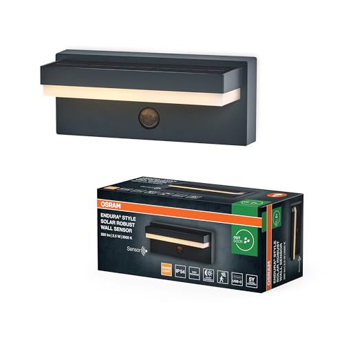 OSRAM ENDURA STYLE SOLAR+USB ROBUST SENSOR Wall IP54 USB Dark Grey von Osram