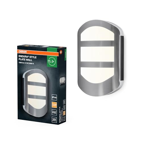 OSRAM ENDURA Style Plate Wall Wandleuchte in moderner Edelstahloptik mit indirektem Licht, helle und funktionale LED-Außenleuchte, IP44-Schutz, für Eingangsbeleuchtung und Fassaden von Osram
