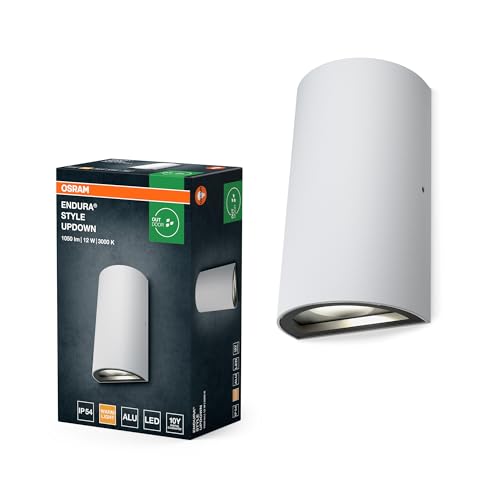 Osram ENDURA Style klassische LED-Außenleuchte mit Lichtaustritt oben und unten, rund, in Weiß aus Aluminium, IP44-Schutz, für Fassaden- und Eingangsbereiche von Osram