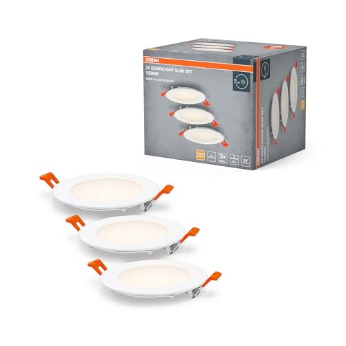 OSRAM Einbauleuchten-Set mit integriertem Treiber, schmal 3x120mm 3000K in Weiß aus Kunststoff, IP20-Schutz für diverse Innenraumanwendungen, inkl. Montagezubehör von Osram