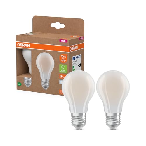 Osram Energy Class LED-Lampe in klassischer Kolbenform, 3.8 W / 806 lm, EEK A, kaltweißes Licht (4000 K), CRI 80, aus gefrostetem bleifreiem Glas, E27 Sockel, IP20, 60 mm Durchmesser. von Osram