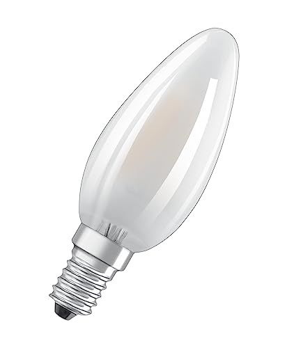 OSRAM Filament LED Lampe mit E14 Sockel, Kaltweiss (4000K), Kerzenform, 4W, Ersatz für 40W-Glühbirne, matt, LED Retrofit CLASSIC B von Osram