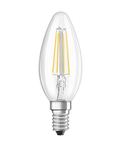 OSRAM Filament LED Lampe mit E14 Sockel, Kerzenform, Tageslicht, 6500 K, 4 W, Ersatz für 40-W-Glühbirne, LED Retrofit CLASSIC B +, 10er-Pack von Osram