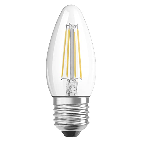OSRAM Filament LED Lampe mit E27 Sockel, Kerzenform, Warmweiss (2700K), 4W, Ersatz für 40W-Glühbirne, LED Retrofit CLASSIC B, 6er-Pack von Osram