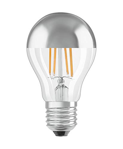OSRAM Filament LED Lampe mit E27 Sockel, Warmweiss (2700K), 4W, Ersatz für 35W-Glühbirne, LED Retrofit CLASSIC A Mirror, 1 Stück (1er Pack), Birnenform Silber von Osram