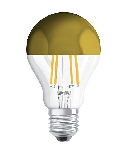 OSRAM Filament LED Lampe mit E27 Sockel, Warmweiss (2700K), Birnenform Gold verspiegelt, 7W, Ersatz für 50W-Glühbirne, LED Retrofit CLASSIC A Mirror, 1 Stück (1er Pack) von Osram