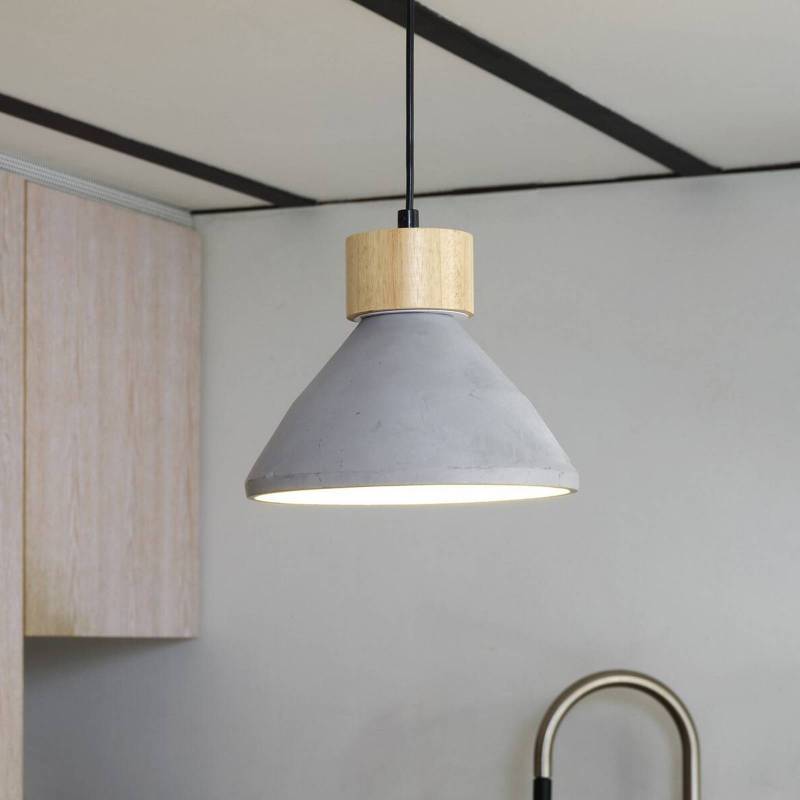 OSRAM Hängelampe CONCRETE WOOD, grau, Ø 22 cm, Beton, E27 von Osram