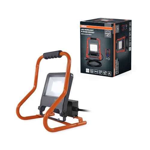 OSRAM LED Arbeitsleuchte R-Stand Socket 50W 840, 4000K kaltweiß, 4500 lm, IP44, 2 Steckdosen 3000W von Osram