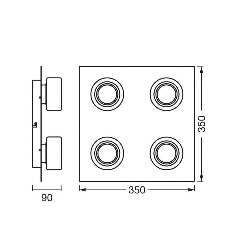 OSRAM LED-Deckenlampe ORBIS FLAME, schwarz, 4-flg., CCT IP44 von Osram