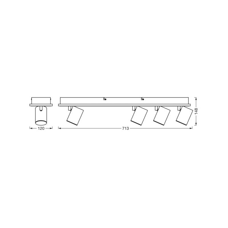 OSRAM LED-Deckenstrahler MARS CLICK-SELECT, 4 Spots, schwarz von Osram