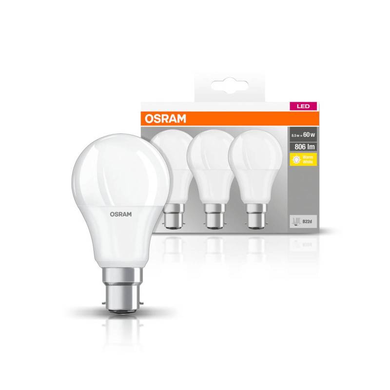 OSRAM LED-Lampe Classic B22d 8,5W 2.700K 806lm 3er von Osram