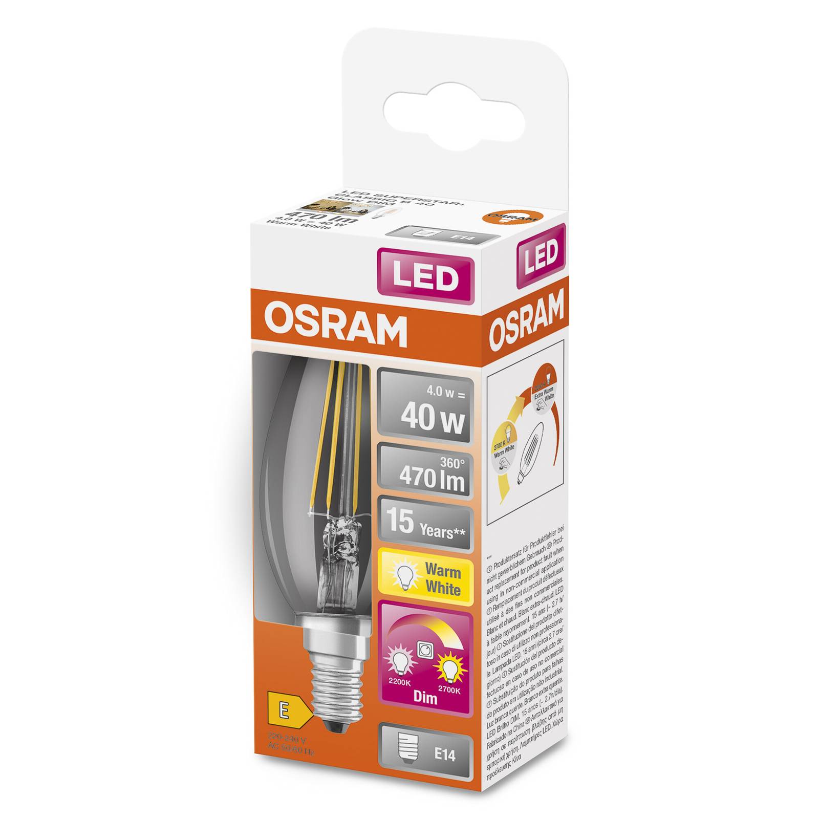 OSRAM LED-Lampe E14 4W GLOWdim klar von Osram