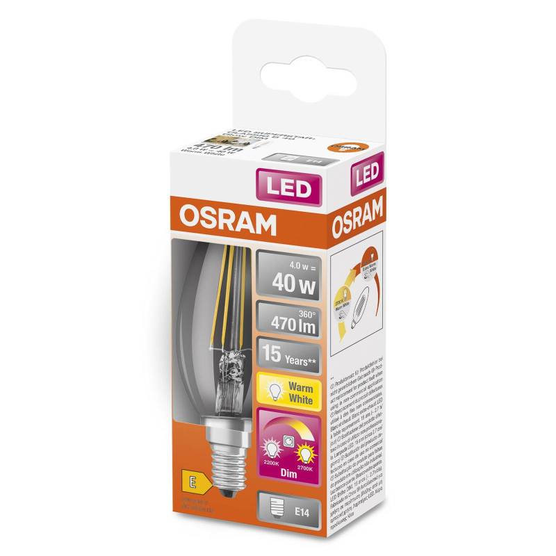 OSRAM LED-Lampe E14 4W GLOWdim klar von Osram