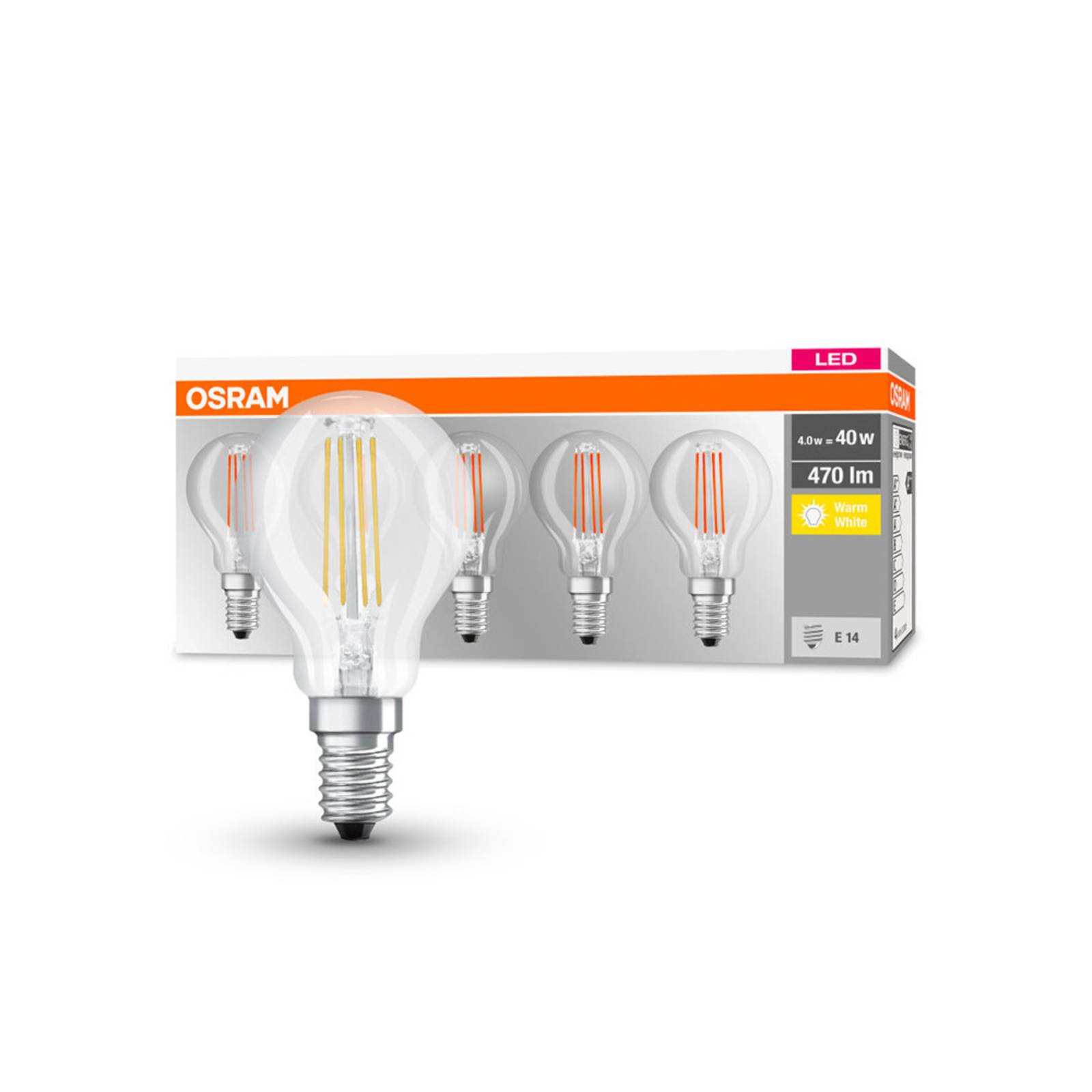 OSRAM LED-Lampe E14 P40 4W Filament 827 470lm 5er von Osram