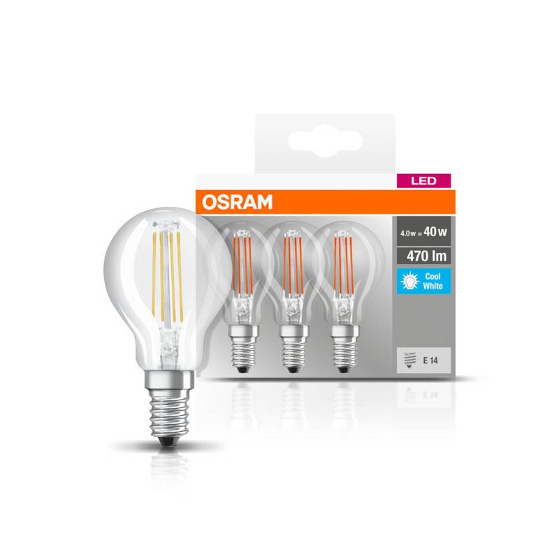 OSRAM LED-Lampe E14 P40 4W Filament 840 470lm 3er OSRAM LED-Lampe E14 P40 4W Filament 840 470lm 3er von Osram