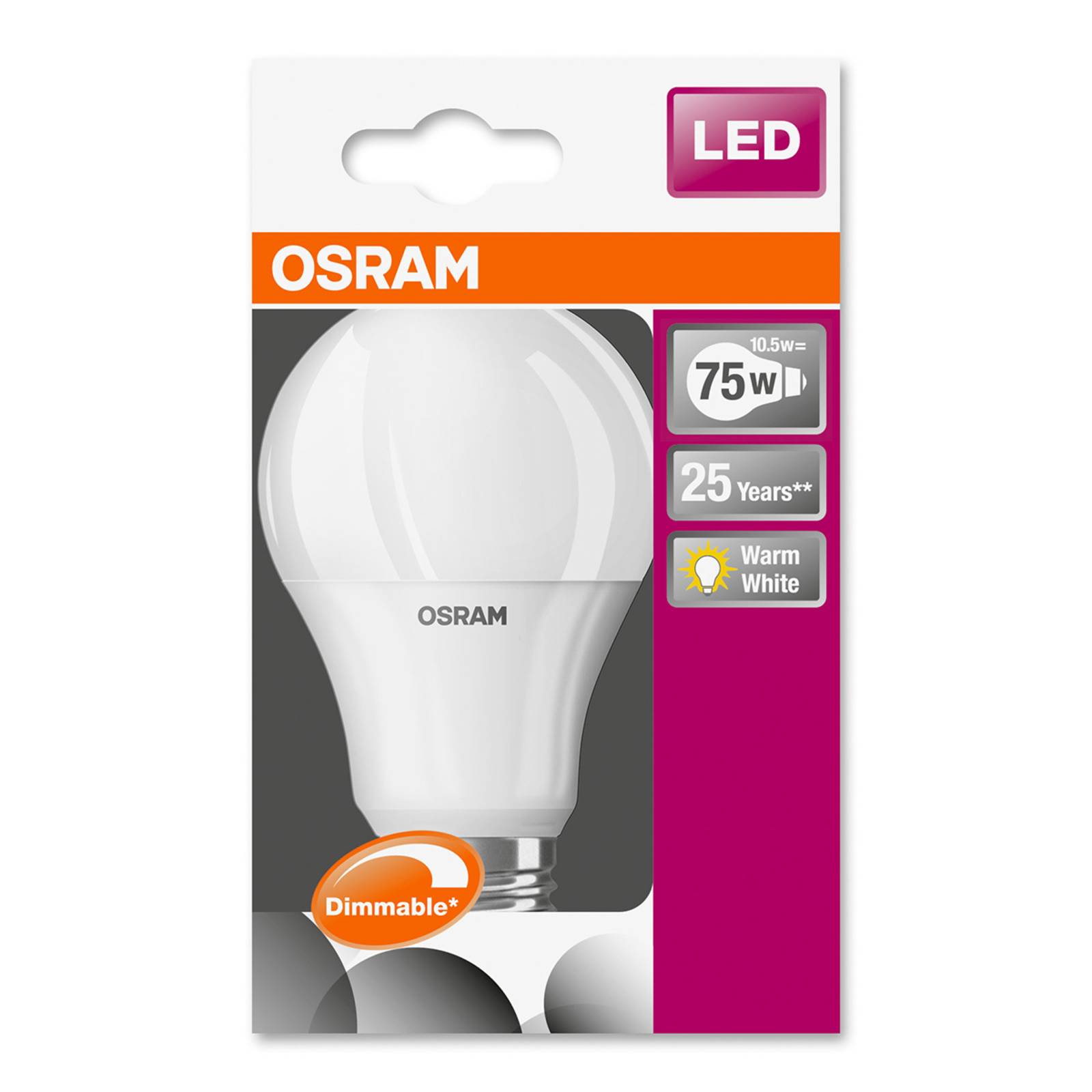 OSRAM LED-Lampe E27 10,5W 827 Superstar, dimmbar von Osram