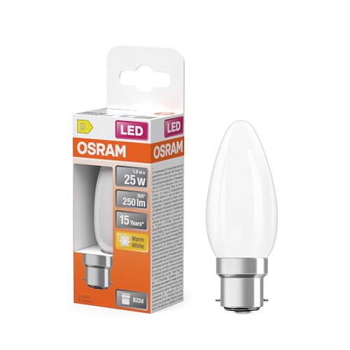 OSRAM LED-Lampe Star Kerzenform B25 Filament, 2700 K warmweiß, 1,8 W, B22d, matt, 250 lm, 15.000h, für Tischleuchten, dekorative Einbauten OSRAM LED-Lampe Star Kerzenform B25 Filament, 2700 K warmweiß, 1,8 W, B22d, matt, 250 lm, 15.000h, für Tischleuchten, dekorative Einbauten von Osram