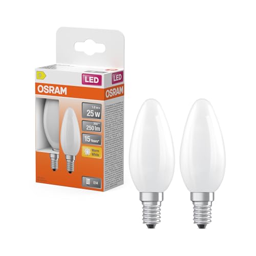 OSRAM LED-Lampe Star Kerzenform B25 Filament, 2700 K warmweiß, 1,8 W, E14, matt, 250 lm, 15.000h, für Kronleuchter, dekorative Einbauten, blendfrei OSRAM LED-Lampe Star Kerzenform B25 Filament, 2700 K warmweiß, 1,8 W, E14, matt, 250 lm, 15.000h, für Kronleuchter, dekorative Einbauten, blendfrei von Osram