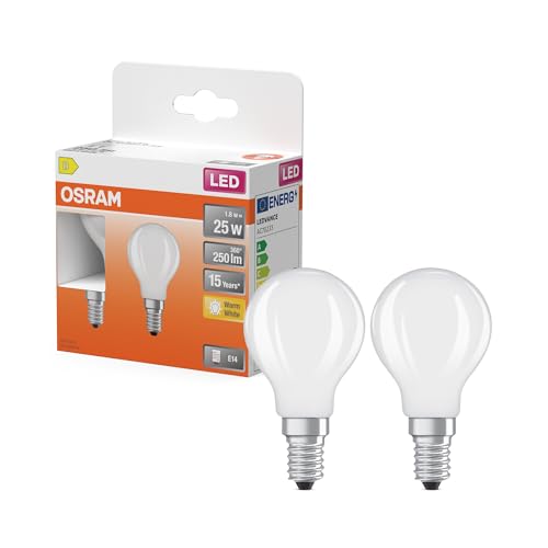 OSRAM LED-Lampe Star Miniballform P25 Filament, 2700 K warmweiß, 1,8 W, E14, matt, 250 lm, 15.000h, für Tisch- und Pendelleuchten, blendfrei OSRAM LED-Lampe Star Miniballform P25 Filament, 2700 K warmweiß, 1,8 W, E14, matt, 250 lm, 15.000h, für Tisch- und Pendelleuchten, blendfrei von Osram
