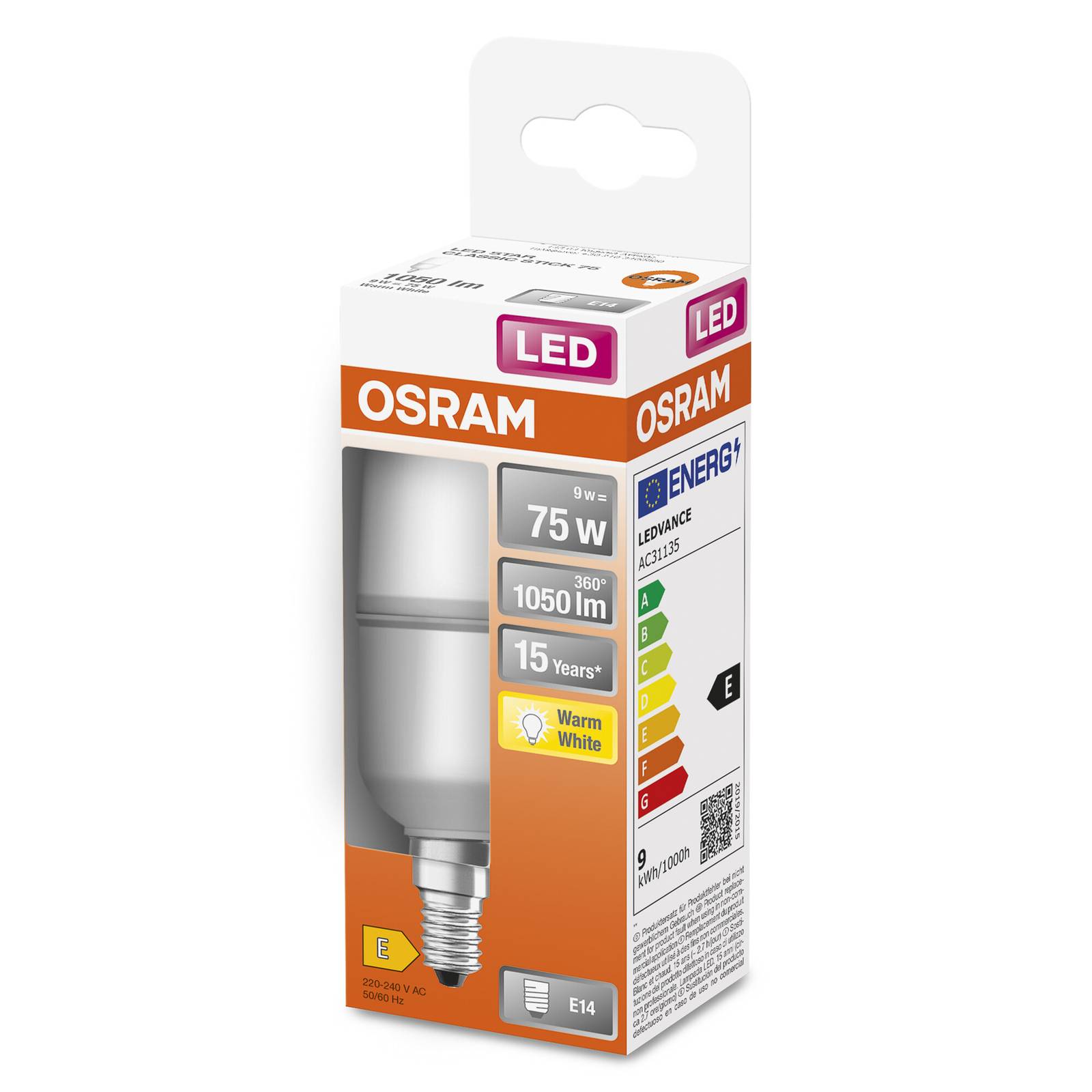 OSRAM LED-Lampe Star Stick E14 9,5W warmweiß von Osram