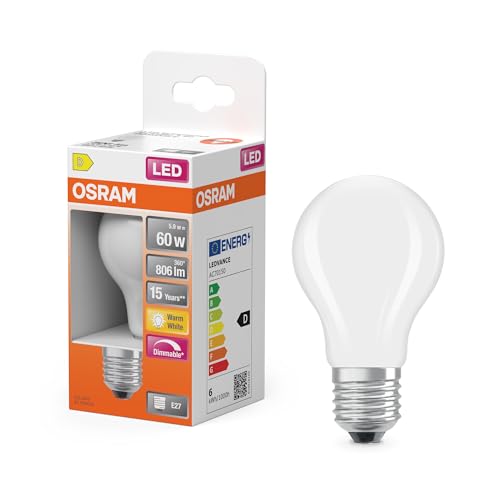 OSRAM LED-Lampe Superstar Kolbenform A60 Filament dimmbar, 2700 K warmweiß, 5,9 W, E27, matt, 806 lm, für Decken- und Stehleuchten, 15.000h OSRAM LED-Lampe Superstar Kolbenform A60 Filament dimmbar, 2700 K warmweiß, 5,9 W, E27, matt, 806 lm, für Decken- und Stehleuchten, 15.000h von Osram