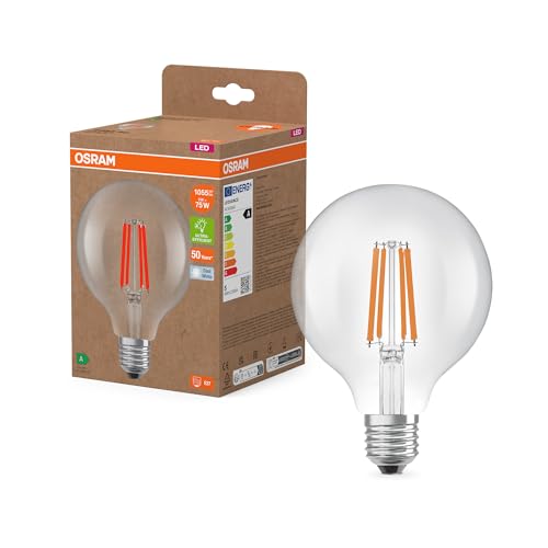 Osram LED-Lampe in klassischer Edisonform, mit dekorativem LED-Filament, Energieeffizienzklasse A, E27, 5 W, 1055 lm, 2700 K, warmweiß. Ohne Aufwärmen, sofort 100% Licht. Geringes Flackern. Osram LED-Lampe in klassischer Edisonform, mit dekorativem LED-Filament, Energieeffizienzklasse A, E27, 5 W, 1055 lm, 2700 K, warmweiß. Ohne Aufwärmen, sofort 100% Licht. Geringes Flackern. von Osram