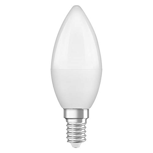 OSRAM LED Lampe mit E14 Sockel, Kaltweiss (4000K), Kerzenform, 5.5W, Ersatz für 40W-Glühbirne, matt, LED STAR CLASSIC B , 10er-Pack von Osram