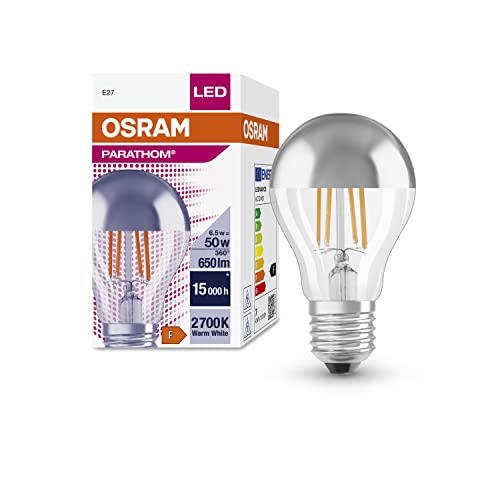 OSRAM LED-Lampen, klassische Kolbenform, mit Spiegel-Kolbenkrone PARATHOM® CLASSIC A Mirror 50 6.5 W/2700 K E27, Klar von Osram