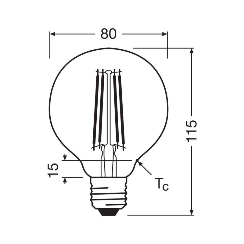 OSRAM LED-Leuchtmittel Globe G80 E27 2,2W Filament 2.700K von Osram