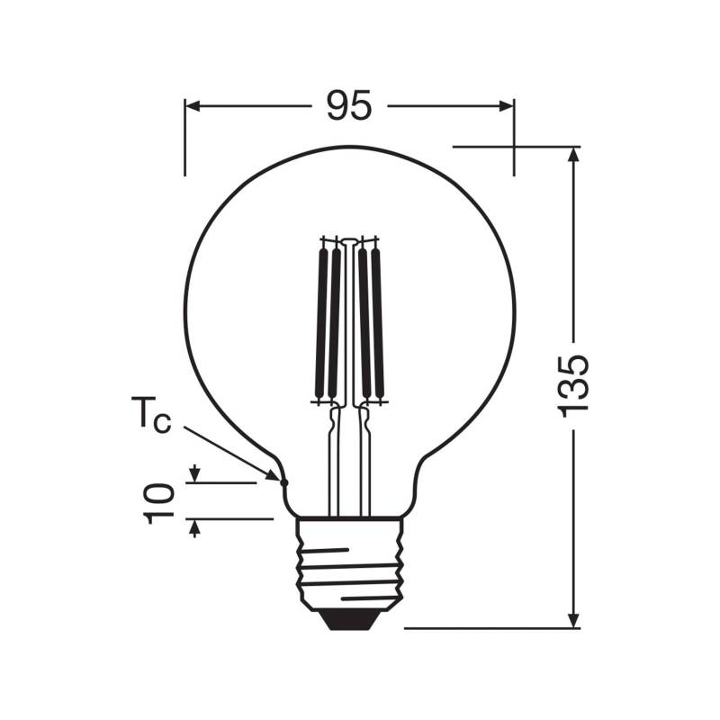 OSRAM LED-Leuchtmittel Globe G95 E27 5W Filament 4.000K von Osram