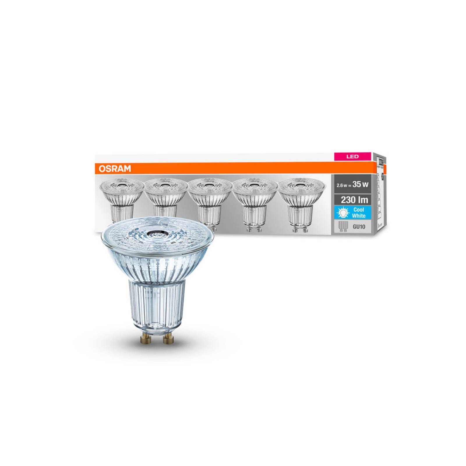 OSRAM LED-Reflektor GU10 2,6W 4.000K 230lm 36° 5er OSRAM LED-Reflektor GU10 2,6W 4.000K 230lm 36° 5er von Osram