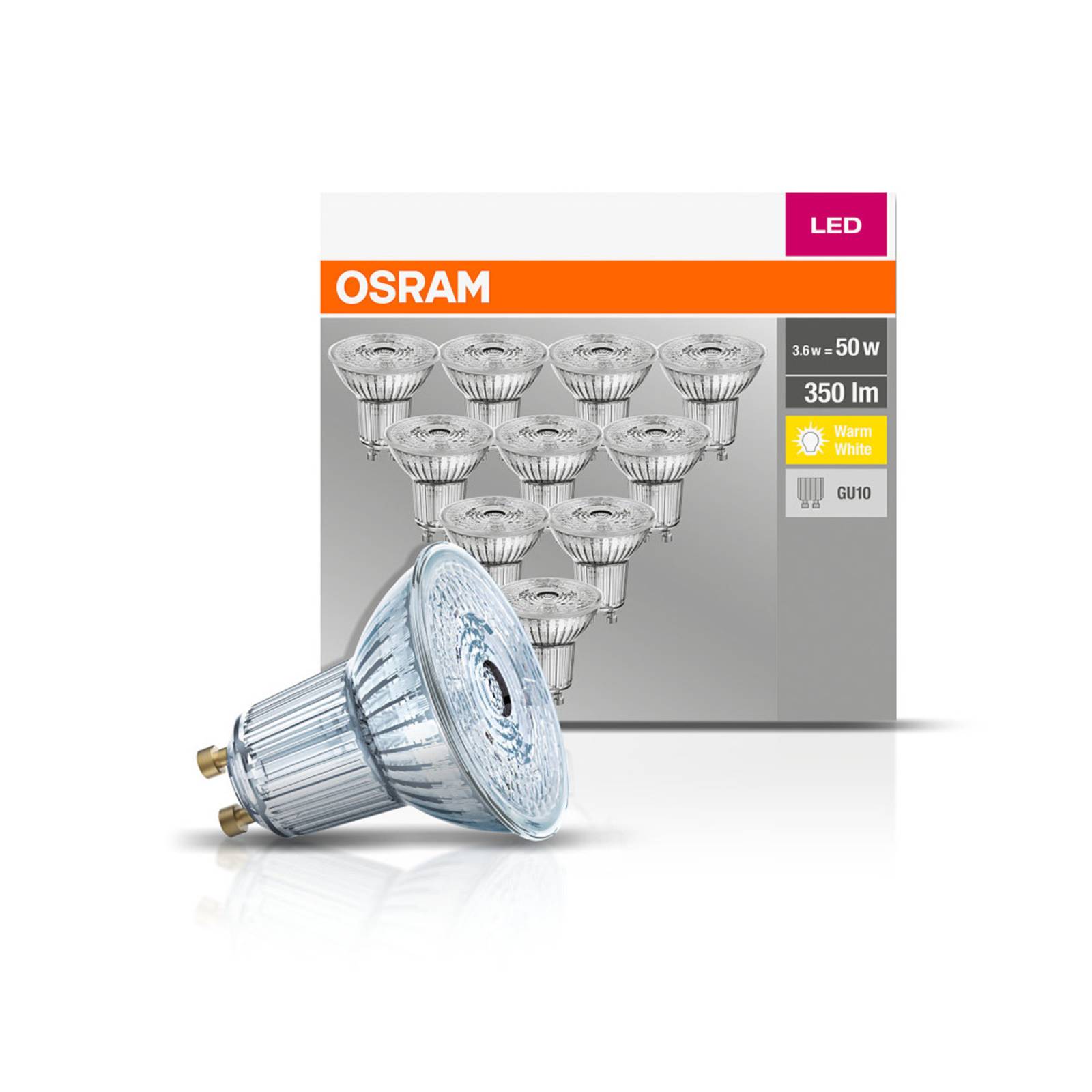 OSRAM LED-Reflektor GU10 4,3W 2.700K 350lm 10er von Osram