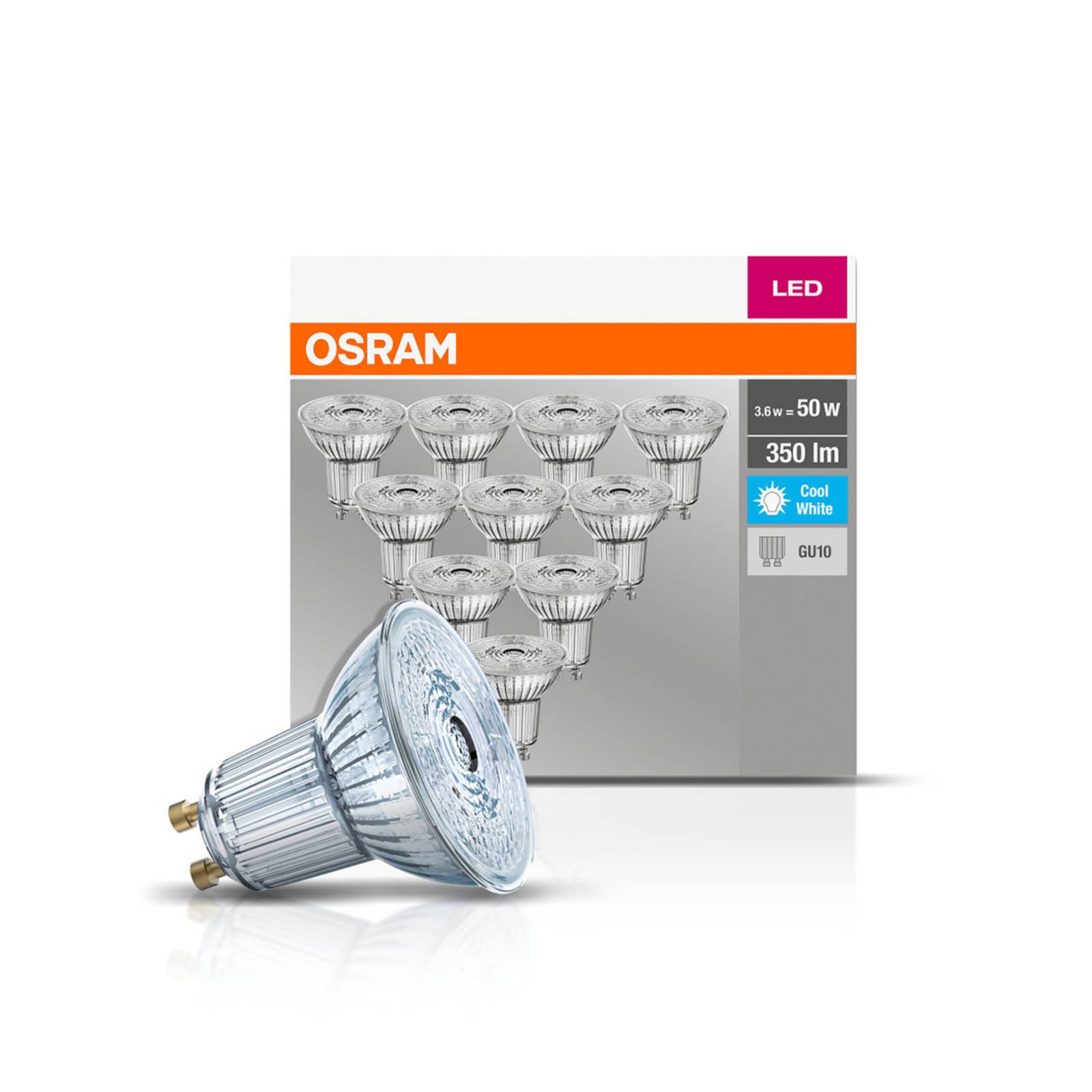 OSRAM LED-Reflektor GU10 4,3W 4.000K 350lm 10er von Osram