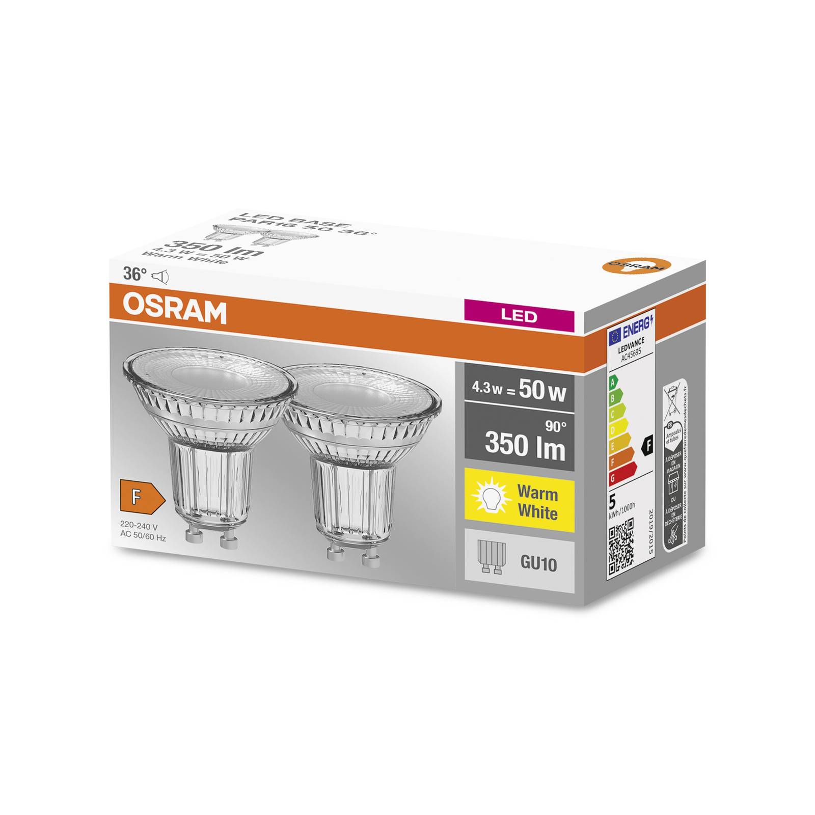 LED-Reflektor GU10 PAR16 4,3W 2.700K 36° 2er-Set LED-Reflektor GU10 PAR16 4,3W 2.700K 36° 2er-Set von Osram