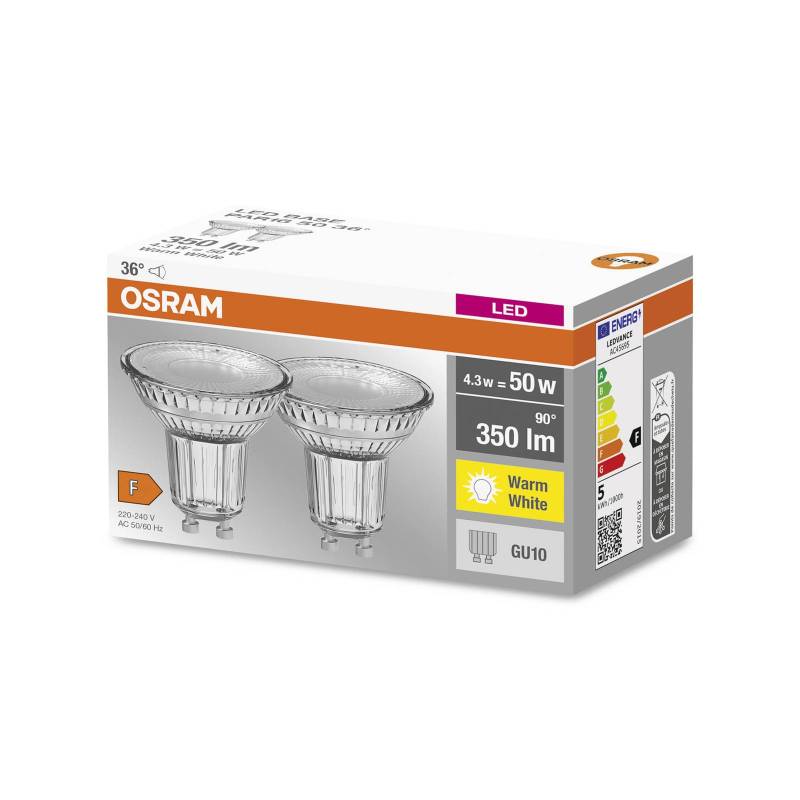 LED-Reflektor GU10 PAR16 4,3W 2.700K 36° 2er-Set LED-Reflektor GU10 PAR16 4,3W 2.700K 36° 2er-Set von Osram