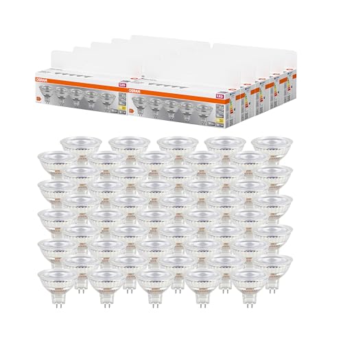 OSRAM LED BASE MR16, Vorteilspack mit 50 Niedervolt Leuchtmittel, ersetzt herkömmliche 35W Reflektor Glühbirnen, warmweiß (2700K), 3.8W, GU5.3 Sockel, mattes Glas, nicht dimmbar von Osram