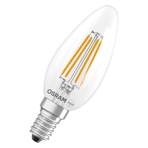 OSRAM LED-Lampe Star Kerzenform B40 Filament, 4000 K neutralweiß, 3,4 W, E14, klar, 470 lm, 15.000h, für Kronleuchter, dekorative Einbauten von Osram