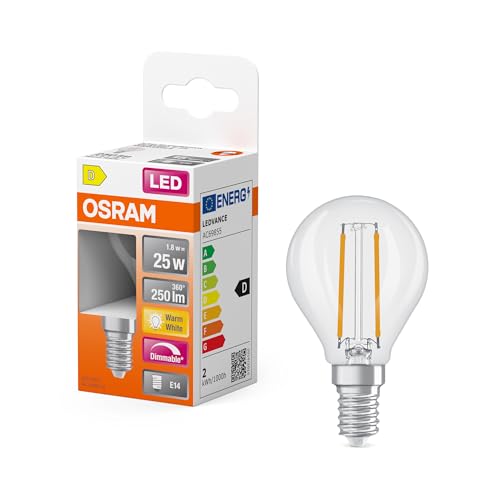 OSRAM LED-Lampe Superstar P25 Globe Filament dimmbar, 2700 K warmweiß, 1,8 W, E14, klar, 250 lm, 15.000h, für Tischleuchten, Dekoleuchten, Akzentlicht OSRAM LED-Lampe Superstar P25 Globe Filament dimmbar, 2700 K warmweiß, 1,8 W, E14, klar, 250 lm, 15.000h, für Tischleuchten, Dekoleuchten, Akzentlicht von Osram