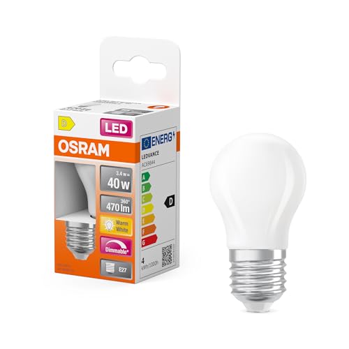 OSRAM LED-Lampe Superstar P40 Globe Filament dimmbar, 2700 K warmweiß, 3,4 W, E27, matt, 470 lm, 15.000h, für Tisch- und Pendelleuchten, blendfrei von Osram
