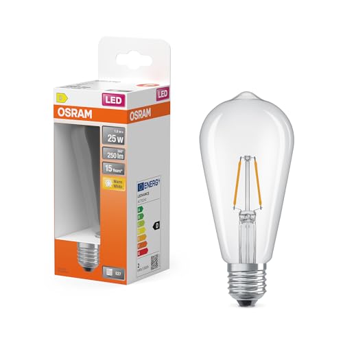 OSRAM LED-Lampe Star Edison ST64 25 Filament, 2700 K warmweiß, 1,8 W, E27, klar, 250 lm, 15.000h, für Pendelleuchten, Vintage-Look, dekorativ OSRAM LED-Lampe Star Edison ST64 25 Filament, 2700 K warmweiß, 1,8 W, E27, klar, 250 lm, 15.000h, für Pendelleuchten, Vintage-Look, dekorativ von Osram